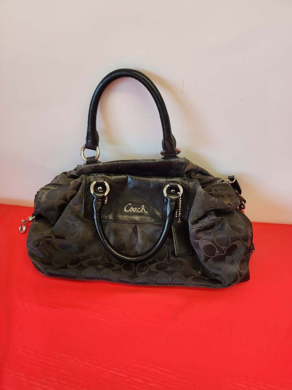 Coach Signature C Satchel Black Purse Bag